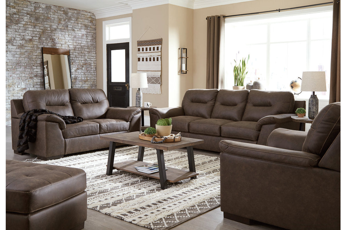 Maderla Walnut Sofa, Loveseat and Chair