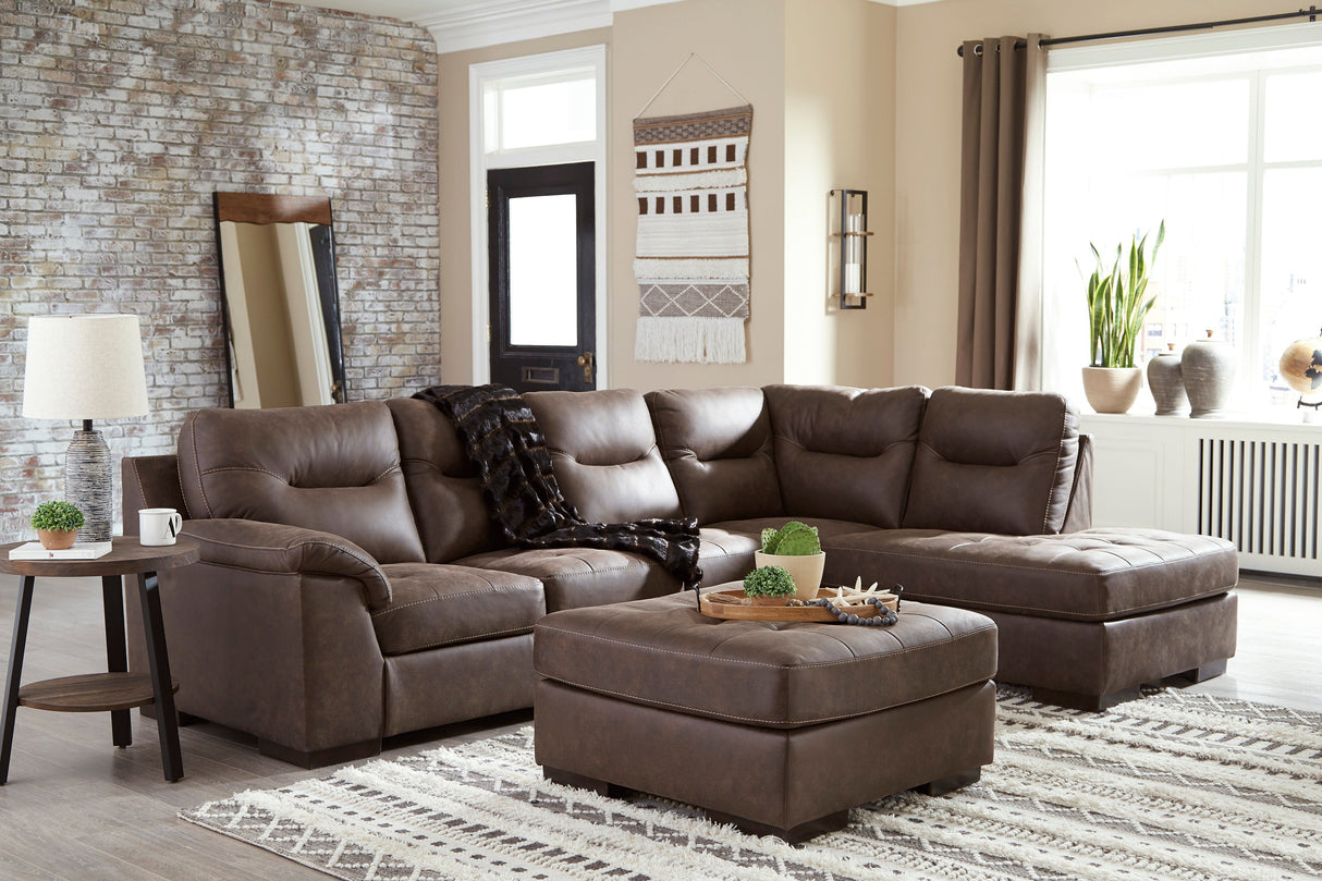 Maderla Walnut 2-Piece RAF Chaise Sectional