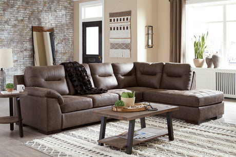 Maderla Walnut 2-Piece RAF Chaise Sectional