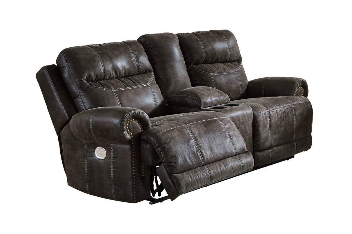 Grearview Charcoal Power Reclining Loveseat with Console