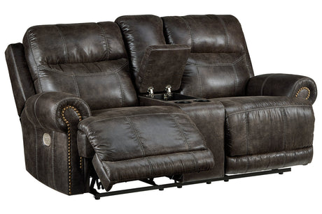 Grearview Charcoal Power Reclining Loveseat with Console