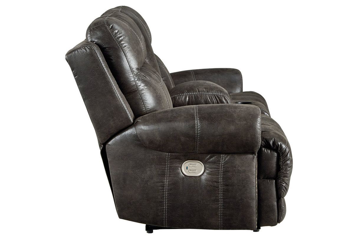 Grearview Charcoal Power Reclining Loveseat with Console