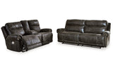 Grearview Charcoal Power Reclining Sofa and Loveseat