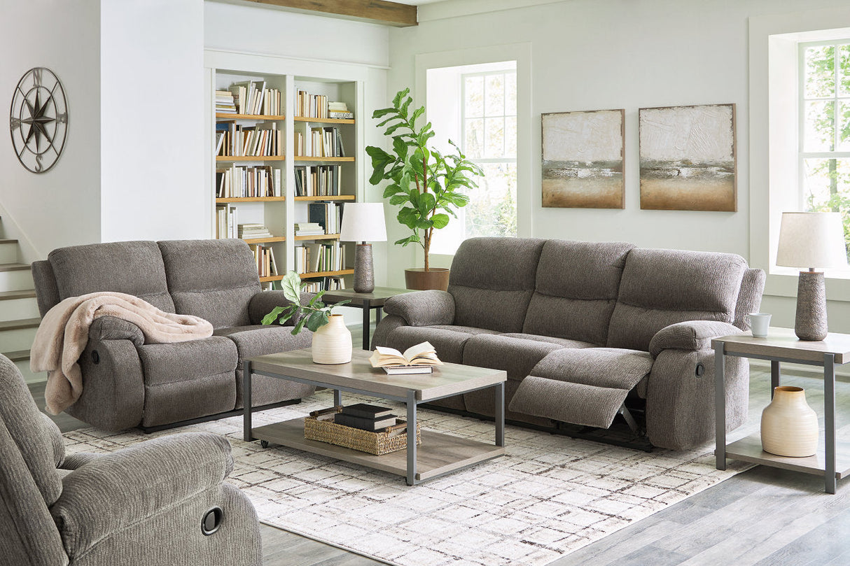 Scranto Brindle Reclining Sofa, Loveseat and Recliner