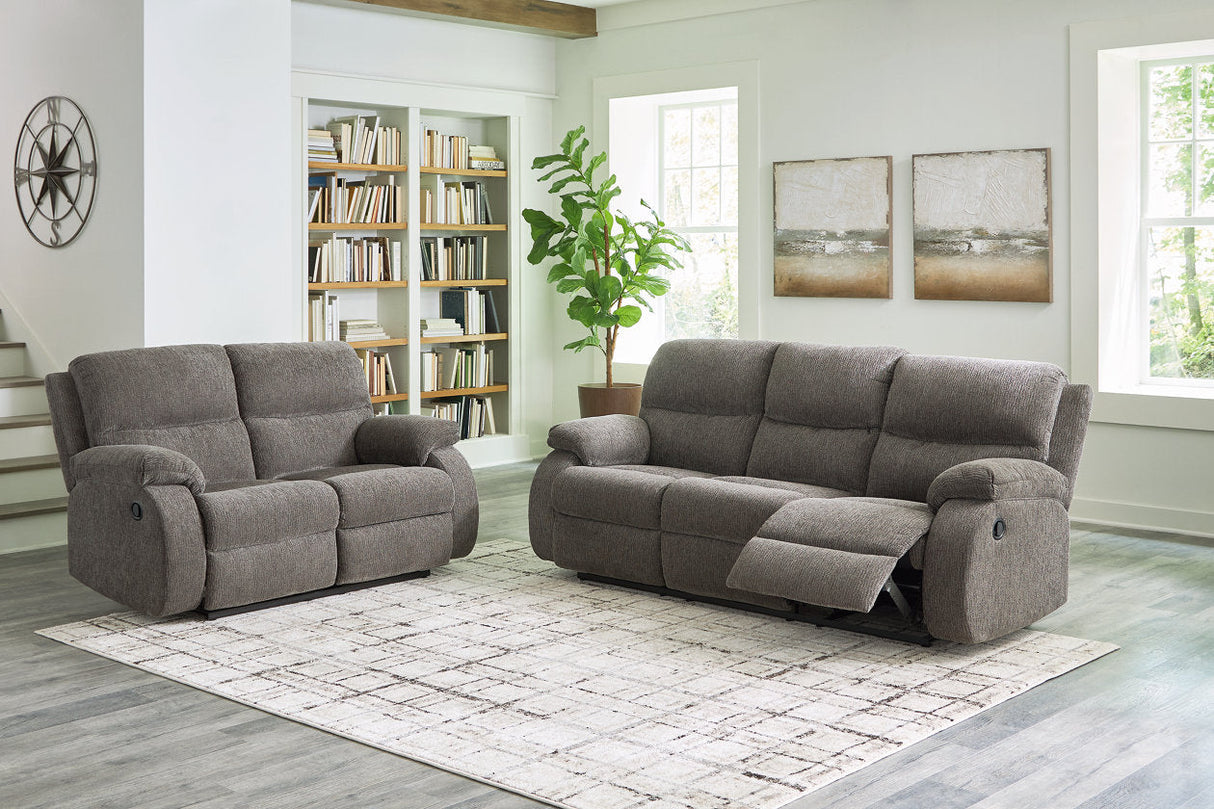 Scranto Brindle Reclining Sofa, Loveseat and Recliner