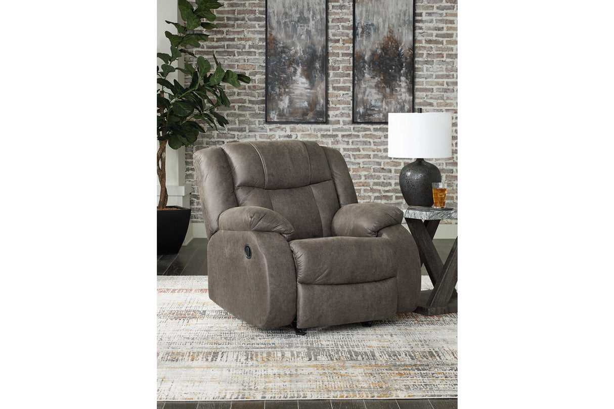 First Base Gunmetal Reclining Sofa, Loveseat and Recliner