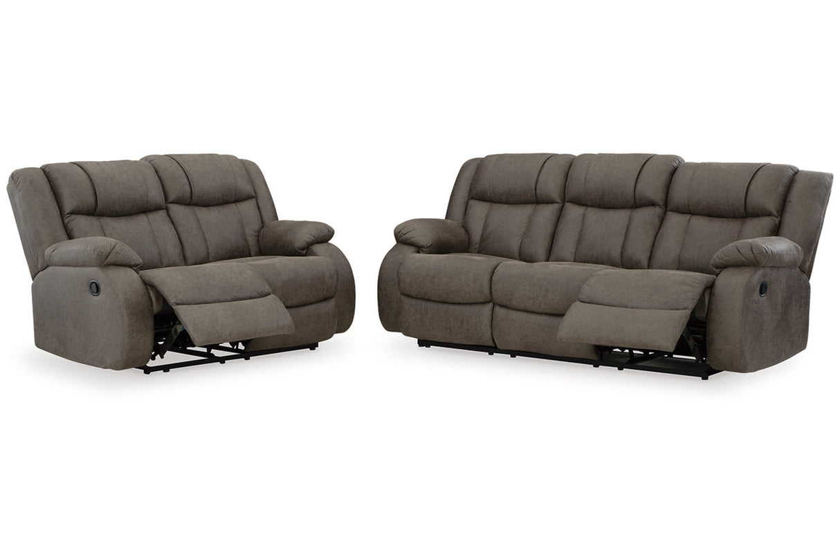 First Base Gunmetal Reclining Living Room Set