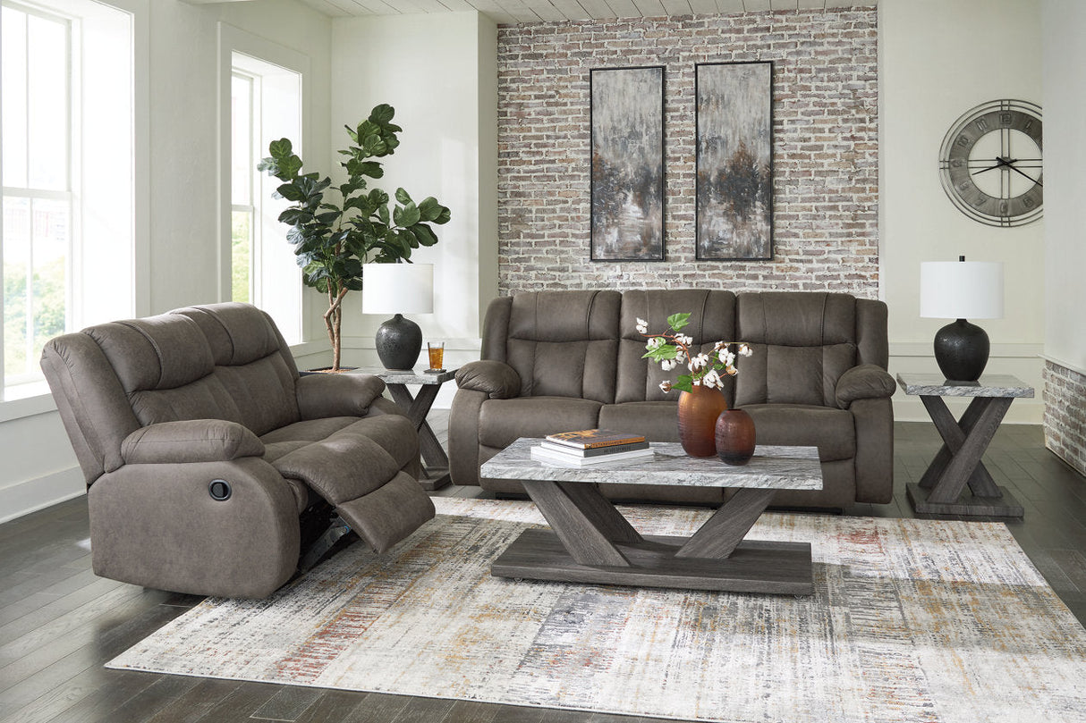 First Base Gunmetal Reclining Living Room Set