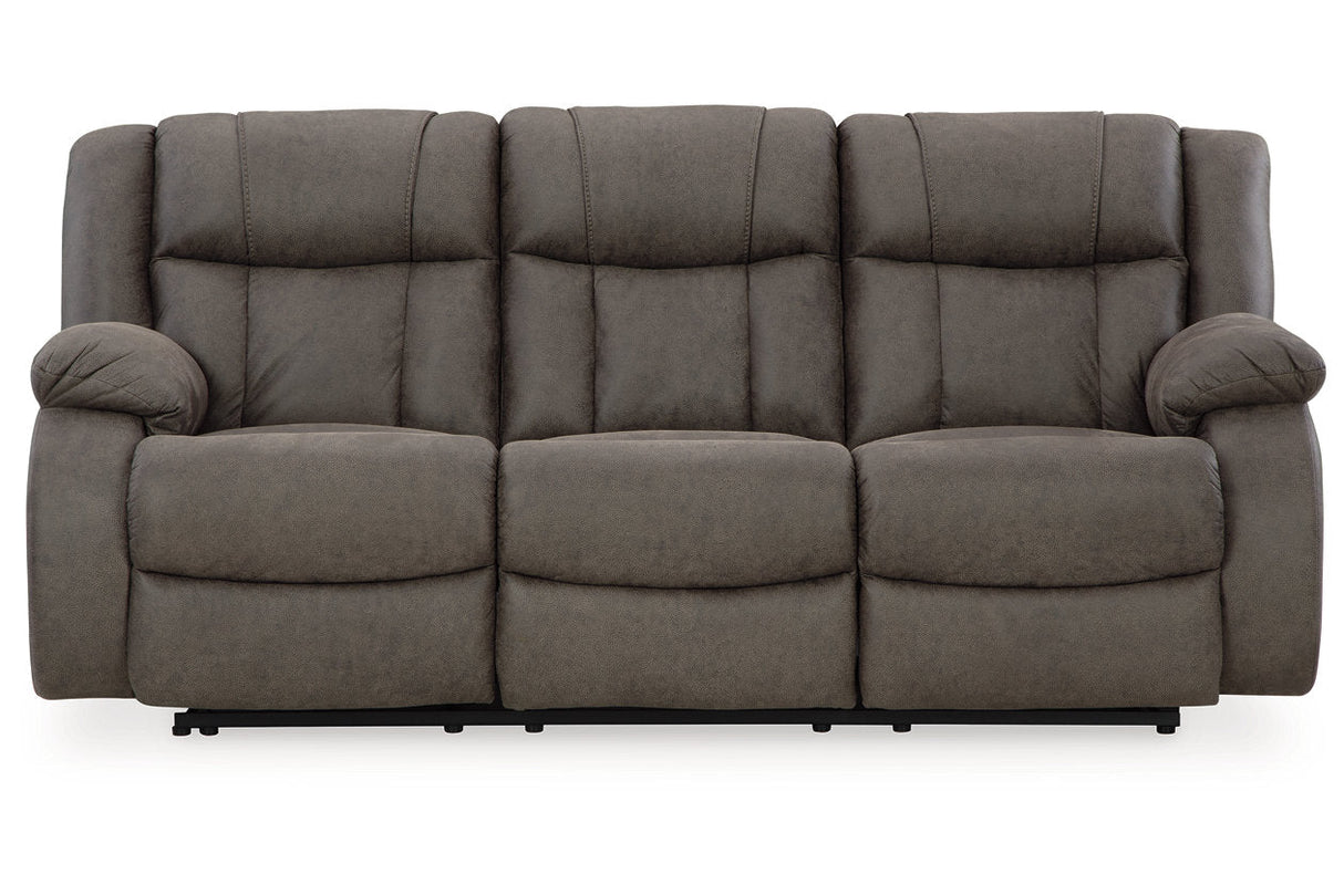 First Base Gunmetal Reclining Sofa, Loveseat and Recliner