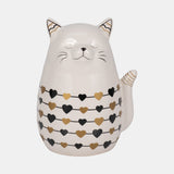 7" Black And Gold Hearts Kitty, White