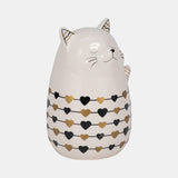 7" Black And Gold Hearts Kitty, White