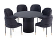 7-Piece Hathaway 59.05 Round Dining Set in Black with 6 Flor Dining Chairs in Black by Manhattan Comfort at Eve Furniture