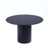 7-Piece Hathaway 59.05 Round Dining Set in Black with 6 Flor Dining Chairs in Grey by Manhattan Comfort at Eve Furniture
