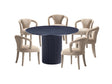 7-Piece Hathaway 59.05 Round Dining Set in Black with 6 Flor Dining Chairs in Grey by Manhattan Comfort at Eve Furniture