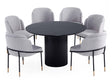 7-Piece Hathaway 59.05 Round Dining Set in Black with 6 Flor Dining Chairs in Grey by Manhattan Comfort at Eve Furniture