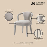7-Piece Hathaway 59.05 Round Dining Set in Black with 6 Flor Dining Chairs in Silver Lining by Manhattan Comfort at Eve Furniture