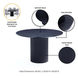 7-Piece Hathaway 59.05 Round Dining Set in Black with 6 Flor Dining Chairs in Silver Lining by Manhattan Comfort at Eve Furniture