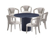 7-Piece Hathaway 59.05 Round Dining Set in Black with 6 Flor Dining Chairs in Silver Lining by Manhattan Comfort at Eve Furniture