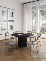 7-Piece Hathaway 59.05 Round Dining Set in Black with 6 Jardin Dining Chairs by Manhattan Comfort at Eve Furniture