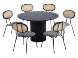 7-Piece Hathaway 59.05 Round Dining Set in Black with 6 Jardin Dining Chairs by Manhattan Comfort at Eve Furniture