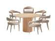 7-Piece Hathaway 59.05 Round Dining Set in Natural with 6 Aspen Dining Chairs in Gold Dust by Manhattan Comfort at Eve Furniture