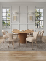 7-Piece Hathaway 59.05 Round Dining Set in Natural with 6 Flor Dining Chairs in Grey by Manhattan Comfort at Eve Furniture