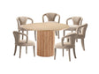 7-Piece Hathaway 59.05 Round Dining Set in Natural with 6 Flor Dining Chairs in Grey by Manhattan Comfort at Eve Furniture