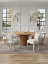 7-Piece Hathaway 59.05 Round Dining Set in Natural with 6 Flor Dining Chairs in Ivory by Manhattan Comfort at Eve Furniture