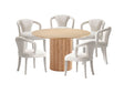 7-Piece Hathaway 59.05 Round Dining Set in Natural with 6 Flor Dining Chairs in Ivory by Manhattan Comfort at Eve Furniture