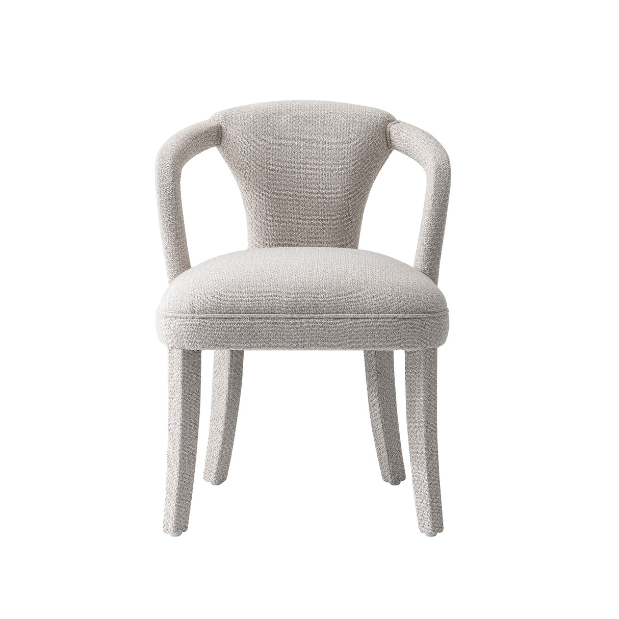 7-Piece Hathaway 59.05 Round Dining Set in Natural with 6 Flor Dining Chairs in Silver Lining by Manhattan Comfort at Eve Furniture