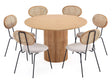 7-Piece Hathaway 59.05 Round Dining Set in Nature with 6 Jardin Dining Chairs by Manhattan Comfort at Eve Furniture