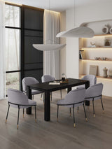 7-Piece Rockaway 70.86 Dining Set in Black with 6 Flor Dining Chairs in Grey by Manhattan Comfort at Eve Furniture