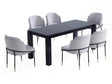 7-Piece Rockaway 70.86 Dining Set in Black with 6 Flor Dining Chairs in Grey by Manhattan Comfort at Eve Furniture