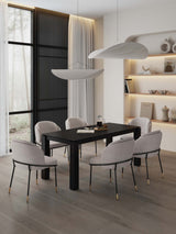 7-Piece Rockaway 70.86 Dining Set in Black with 6 Flor Dining Chairs in Wheat by Manhattan Comfort at Eve Furniture