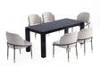 7-Piece Rockaway 70.86 Dining Set in Black with 6 Flor Dining Chairs in Wheat by Manhattan Comfort at Eve Furniture