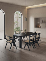 7-Piece Rockaway 70.86 Dining Set in Black with 6 Hamlet Side and Arm Chairs by Manhattan Comfort at Eve Furniture