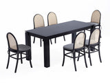 7-Piece Rockaway 70.86 Dining Set in Black with 6 Paragon 1.0 Dining Chairs by Manhattan Comfort at Eve Furniture