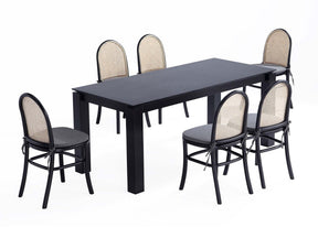 7-Piece Rockaway 70.86 Dining Set in Black with 6 Paragon 1.0 Dining Chairs by Manhattan Comfort at Eve Furniture