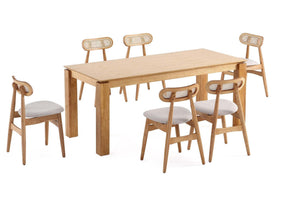 7-Piece Rockaway 70.86 Dining Set in Nature with 6 Colbert Dining Chairs by Manhattan Comfort at Eve Furniture