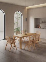 7-Piece Rockaway 70.86 Dining Set in Nature with 6 Hamlet Side and Arm Chairs by Manhattan Comfort at Eve Furniture