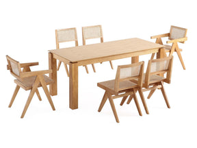 7-Piece Rockaway 70.86 Dining Set in Nature with 6 Hamlet Side and Arm Chairs by Manhattan Comfort at Eve Furniture