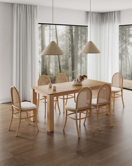7-Piece Rockaway 70.86 Dining Set in Nature with 6 Paragon 1.0 Dining Chairs by Manhattan Comfort at Eve Furniture