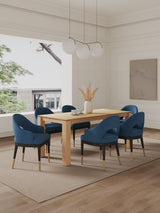 7-Piece Rockaway 70.86 Dining Set with 6 Carrington Chairs in Natural and Midnight Blue by Manhattan Comfort at Eve Furniture