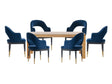 7-Piece Rockaway 70.86 Dining Set with 6 Carrington Chairs in Natural and Midnight Blue by Manhattan Comfort at Eve Furniture