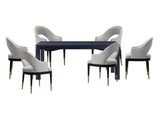 7-PieceRockaway 70.86 Dining Set with 6 Carrington Chairs in Black and Light Grey by Manhattan Comfort at Eve Furniture