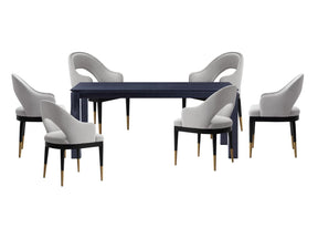7-PieceRockaway 70.86 Dining Set with 6 Carrington Chairs in Black and Light Grey by Manhattan Comfort at Eve Furniture