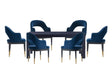 7-PieceRockaway 70.86 Dining Set with 6 Carrington Chairs in Black and Midnight Blue by Manhattan Comfort at Eve Furniture