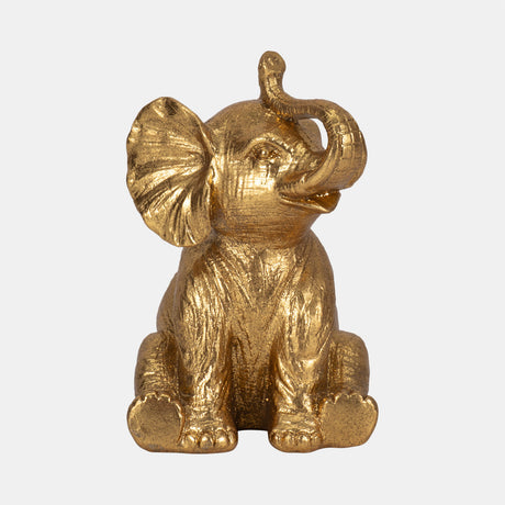 7" Sitting Elephant, Gold