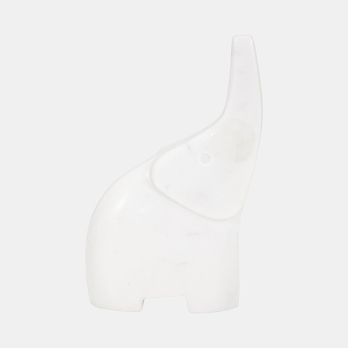 7" Trunk In The Air Marble Elephant, White