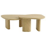 Arjona Honey Oak 2-Piece Triangular Nesting Coffee Table Set by Coaster at Eve Furniture